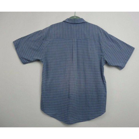 Men Van Heusen Dress Shirt Sz L 16 -16 1/2 Grey W/Black Stripe Plaid Shrt Sleeve - Picture 5 of 6